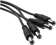 jojofuny 4 Male 2.1mm Plugs Dc Splitter CCTV Power Cord Extension Hard Plastic Metal Cable 40cm Length
