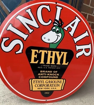 Sinclair Dino Ethyl Gasoline Americana Memorabilia Retro Garage Cave Sign