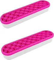 TANG SONG 2 PCS Silicone Make up Brush Holder Cosmetic Storage Box Desktop Organizers (Pink)