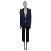 67353 auth EMILIO PUCCI navy blue viscose CREPE Blazer Jacket 40 S