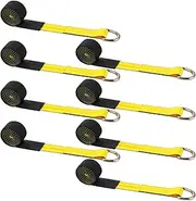 Wowangce 8Pack Tow Truck Straps Lasso Wheel Lift Straps Lasso Tow Strap with D Ring 11, 000 Lbs Break Strength Auto Tie Down Auto Hauler for Trailer Truck Tie(2'' X 12ft,Yellow)