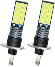 Ruiandsion H1 LED Fog Light bulbs 1:1 Design 3030 LED Chip 10-30V Non Polarity 1800Lm Cyan Required Plug and Play LED Bulb for Most Cars SUVs and Vans (Pack of 2)