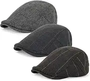 [Geyanuo] 3 Pack Newsboy Hats for Men Blend Flat Cap Ivy Driving Hat