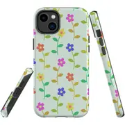 For iPhone 14 Plus Case Tough Protective Cover, Colourful Flowers
