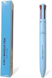 4-in-1 Makeup Pen, Multi-Function Cosmetic Tool with Black Eyeliner, Brown Brow Pencil, Mauve Lip Liner, White Highlighter, 14.3 cm