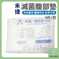 在飛比找蝦皮購物優惠-禾捷腹部墊 四層 腹部墊 5片裝 醫用滅菌紗布塊 醫療用品 