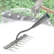 Gardenia Iron Weeding Rake, IronWeedingRake with Handle, Iron Weeding Rake for Dethatching,Gardening and Backyard Lawn Loosening (8 Teeth)