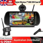Digital Wireless 7" Rear View Mirror Monitor AI BSD Reversing Camera For Caravan