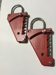 2 x Assa Abloy LOCKWOOD 312 SAFETY LOCKOUT HASP w. single action shackle release