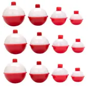 12 FISHING BOBBERS Round Floats 3/4" RED & WHITE! SNAP ON #07130-001 NEW!