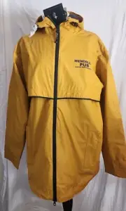 Charles River Rain Coat Yellow Blue Mens LARGE jacket Wendells Pub Norton Mass