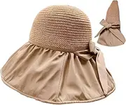 [Generic] Women Sun Hat Wide Brim Summer Hat Foldable UV Protection Hat Sun Shade Beach Hat for Hiking Garden Travel