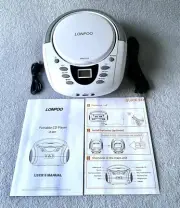 LONPOO CD Player Portable Boombox with FM Radio/USB/Bluetooth/AUX Input LP-D01