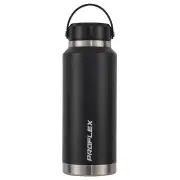 PROFLEX 1L Double Wall Insulated Stainless Steel Water Bottle, Drink Jug with Handle, Black
