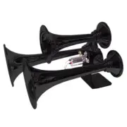 Aggressor Air Horns 3 Tone Steel Train Horn Assembly Black 200 PSI AH300BLK