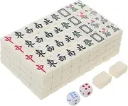 JOINPAYA 1 Set Mahjong Portable Lightweight Mahjong Game Tiles with Dices