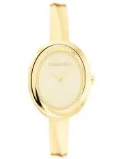 [Calvin Klein] Twisted Bezel Bangle Watch in Gold