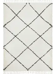 Saffia Natural Off-White Diamonds Plush Boho Rug