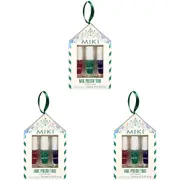 9pc Miki 3.5ml Water-Based Red/Pink/Blue Nail Polish Trio Glitter Varnish Set