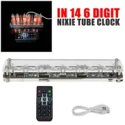 DIY 6 Bit IN-14 Nixie Clock Remote USB LED light Digital Alarm Clock No Tubes