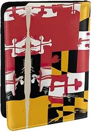 [JEJEA] Maryland Flag Print Travel Organizer Credit Cards Case Passport BookPassport Holder Cover Wallet forTraveling,, Black, One Size