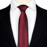 在飛比找蝦皮購物優惠-休閒領帶男韓版窄版6cm黑色紅色定位條紋男士商務正裝職業小領