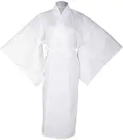 [StarDY] Women's Traditional Japanese Kimono Robe Yukata Lingerie 3/4 Length Sleeves Yukata Solid Cotton Lining Pajamas