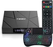 Android 10.0 TV Box,T95H Allwinner H616 Quad-Core 64Bit ARM Corter-A53 CPU/2.4+5G Dual WiFi/BT 4.0/H.265/3D/6K with Wireless Mini Keyboard,4gb+32gb