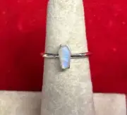 sterling silver stackable ring Size 9 Rainbow Moonstone Coffin