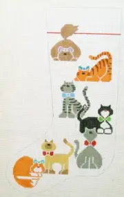 Cats Stocking Hand Painted Needlepoint Canvas