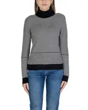Sandro Ferrone Striped Turtleneck Long Sleeve Knitwear Women Black