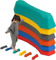 Stepping Stones - Pack of 6 Non-Slip Textured Sensory Stepping Stones, Colourful Balance Stepping Stones that Promote Children's Coordination Skills