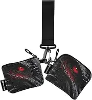[XYMZR] Mini Zip Around Wristlet keychain Wallet Black Dragon Red Eye for Women Personalized Pattern Detachable Dual Pouch Wristlet Portable Wallet Phone Coin Purse, Multi-colored, One Size