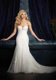 Alfred Angelo 984 ~ White / Champagne Beaded & Laced Wedding Dress ~ Size UK 10