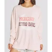 NWT Wildfox L Oversize Retro Babe Road Trip Pink Sweatshirt 114944