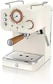[Swan] SK22110WHTN Nordic Espresso Coffee Machine with Milk Frother, Steam Pressure Control, 1.2L Detachable Water Tank, 1100W, Nordic Cotton White