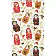 Matroyshka Nesting Doll Hand Towel Red Black Beige 18 x 26-in Polyester NEW
