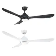 56" Juno DC Ceiling Fan Black, White with Light FC1128143 Mercator Lighting