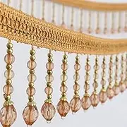 Fringe Trim，Curtain Tassels， Fringe Trim Braided Hanging Beads Ribbon Trimming Tablecloth DIY Costume Crafts 1 Meters(Light Brown)