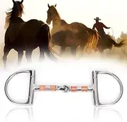 Febuliy Stainless Steel Dee Bit Snaffle Horse Tool Accessories Mouth with Copper SS Rollers
