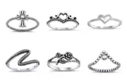 NEW! Sterling Silver 925 CROSS, HEART, V-SHAPED BEADS, ROSE RINGS SIZES 3-10