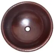 17" Round Hand-Hammered Natural Bathroom Copper Sink