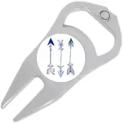 Blue Arrows Golf Ball Marker Divot Repair Tool Bottle Opener