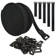40ft Hook and Loop Straps with 60 Buckles, Adjustable Reusable Cable Straps, ...