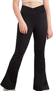 [Generic] Baby Girl Pants Waist Flared Pants Athletic Leggings Casual Sport Trousers Jazz Latin Dance Tights Sweats Girls 14 16