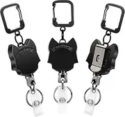Fushing Retractable Keychain Heavy Duty: Retractable Badge Holders - Metal Key Lanyard Badge Reels, 32 Inches Cord, Carabiner Key Chain Holder with Belt Clip, Hold Up to 15 Keys and Tools