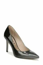 Sam Edelman Hazel Black Silver Simmer Leather Stiletto Dress Pointy Toe Pump