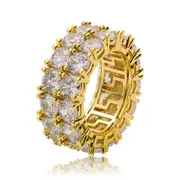 Gold Plated Geometric Zircon Rings Men C Bling Pinky Ring Decor GOLD COLOUR