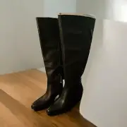 Naturalizer Fae Knee High Boots, Black Leather, Women's 6 M (Wide Calf)