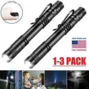 3PCS LED Mini Flashlight High-power High-lumen Tactical Pen Light with Clamp USA